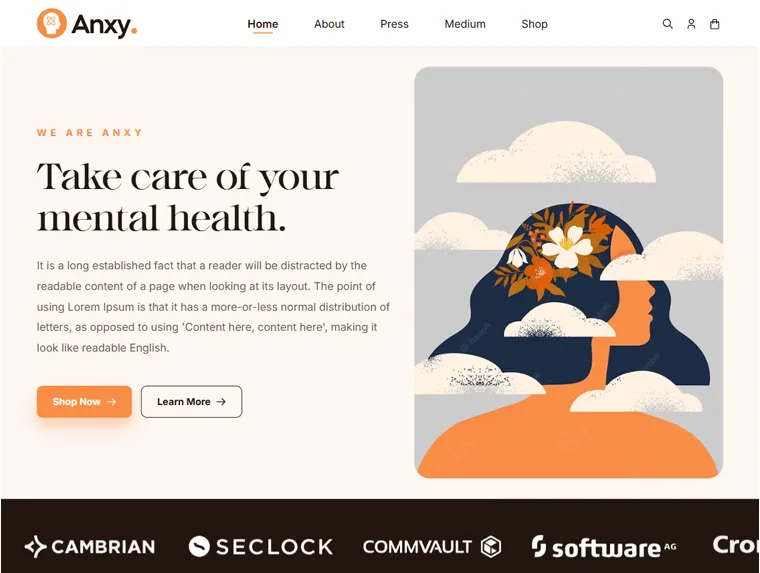 Anxy Landing Page