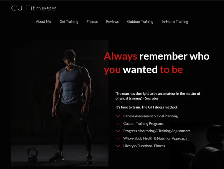 GJ Fitness Landing Page