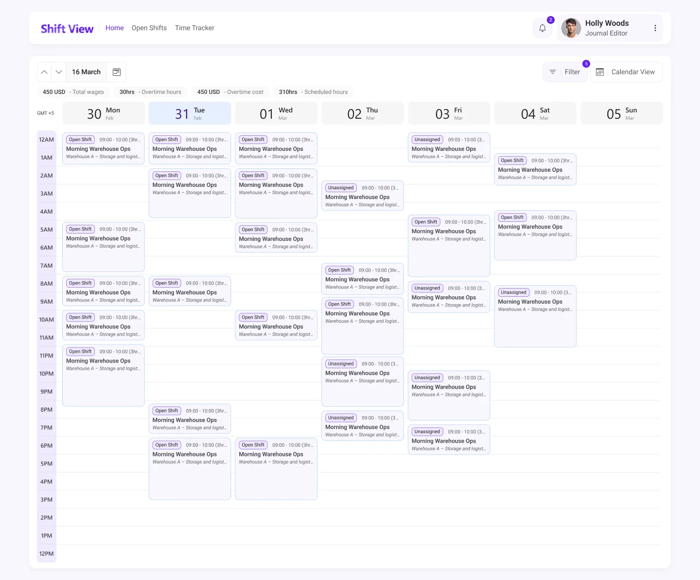 Shift Management Dashboard